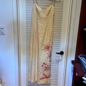 Reformation pale yellow linen maxi dress